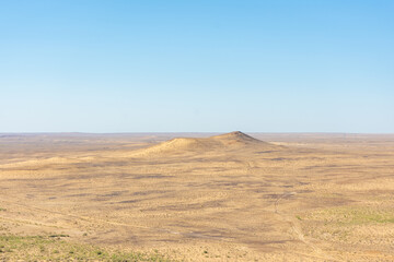 Kyzylkum (red sand) Desert of the Khorezm region from Chilpik Kala,  Uzbekistan