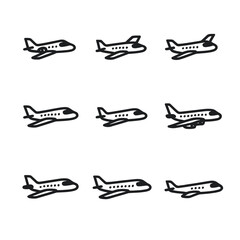 Fototapeta premium Private Jet Icons. Outline icon set of private jets: business jet, light jet, midsize jet, heavy jet, very light jet, long-range