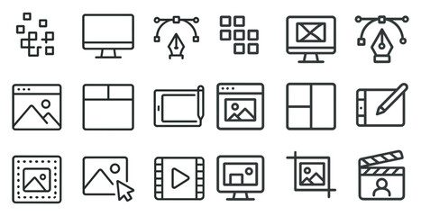 Icons for digital design tools and interfaces in web development