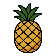  Flat vector illustration of a pineapple.