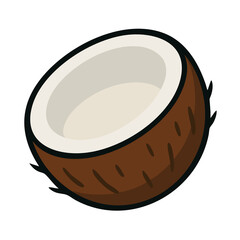 Flat vector illustration of a coconut half.