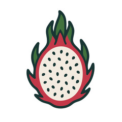 Flat vector illustration of a dragon fruit.