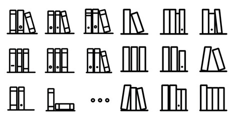 Minimalist bookshelf icon set for apps and websites