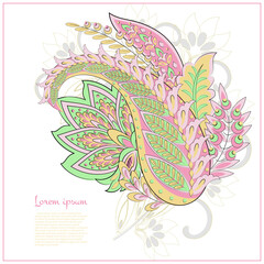 Obraz premium Paisley Vector Pattern. Floral Isolated Asian Illustration