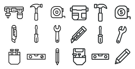 Fototapeta premium Home improvement tools icons set for diy projects and design