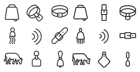 Farm animal bell icons for agricultural design and pet accessories