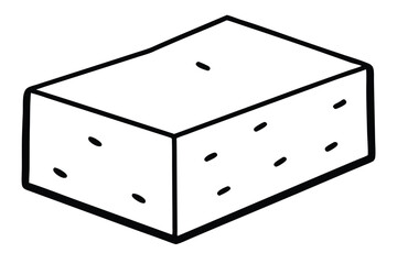 Doodle Style Brick with Mortar Marks, HandDrawn Rectangular Block Illustration