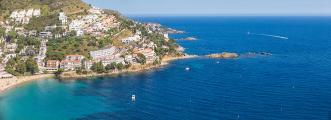 Naklejka premium view of the sea from the top in Roses, Spain