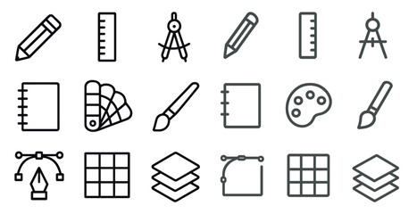 Essential design tools and icons collection for creative projects