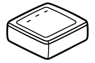 Isometric Black Outline Illustration of a Square Box with Short Dashed Lines Inside