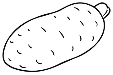 Simple Line Art Illustration of a Single Potato with Eyes and StemEnd Detail