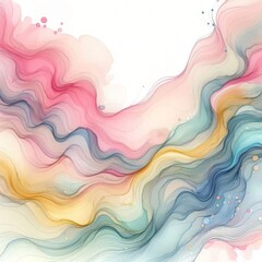 Soft, ethereal pastel waves gracefully blend and flow, creating a tranquil and artistic abstract background.