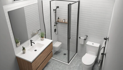 Modern compact bathroom with slim sink