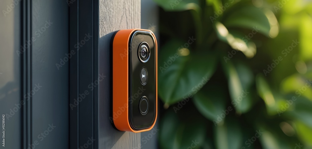Poster smart doorbell with real-time video feed. connected to home security system, offers instant visitor 