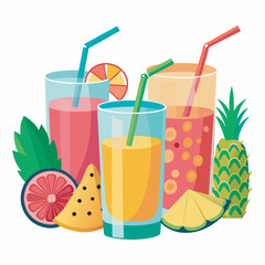 Summer Juice Glasses Vector Illustration
