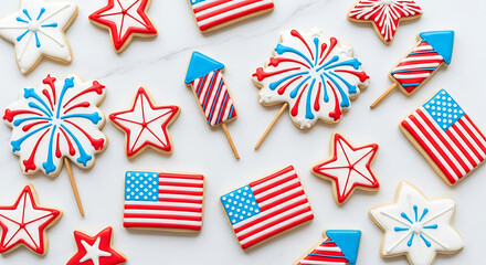 Obraz premium Patriotic Fourth of July Sugar Cookies Festive Treats for Independence Day