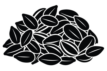 Pile of Monochrome Sunflower Seeds with Visible Husks in Artistic Vector Illustration