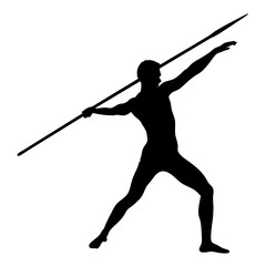 Silhouette of Male Javelin Thrower in Action &ndash; Sports Vector Illustration

