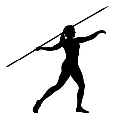 Woman Javelin Thrower in Action, Athletics Competition Graphic Icon
