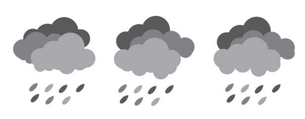 set of rain cloud icon vector illustration, transparent background