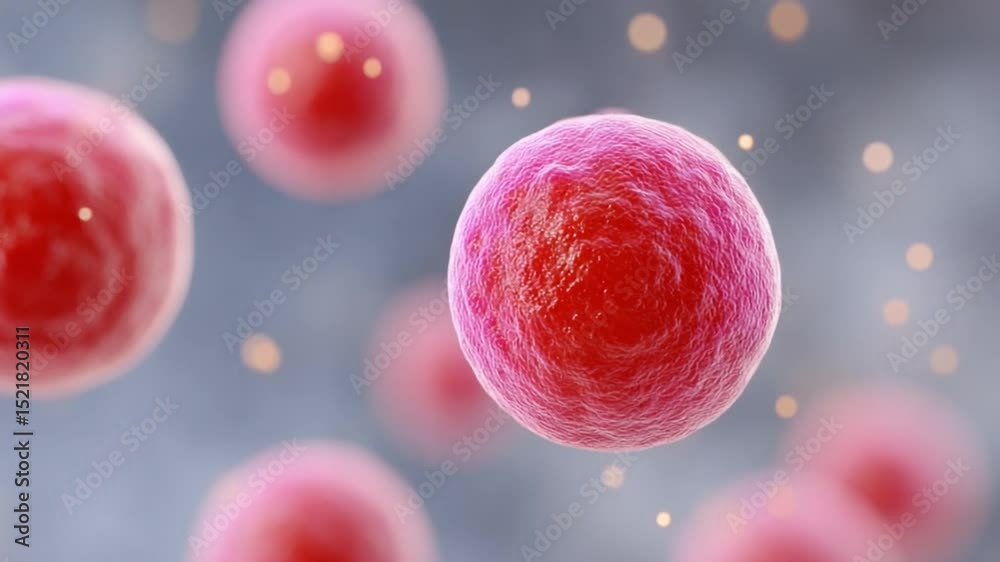 Poster microscopic cellular structure: intricate details of a cellular structure, vibrant pink cells agains