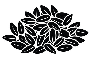 Black and White Illustration of a Pile of Sunflower Seeds, Simple Design