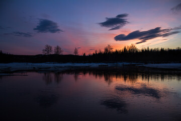 sunset over the lake