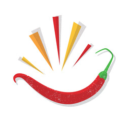 Vector illustration of a red chili pepper, simple and stylized. A bold and spicy image, ideal for food-themed designs, hot sauce labels, recipes, and culinary branding.