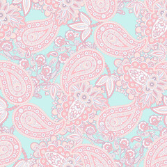 Paisley Floral oriental ethnic Pattern. Seamless Vector Ornament. Damask fabric patterns.