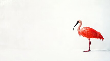 Fototapeta premium A bright scarlet ibis standing on one leg
