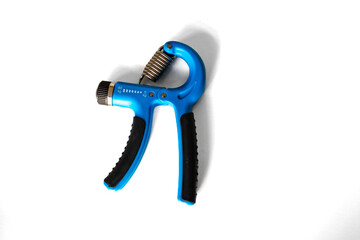 Blue hand grippers for strength training and exercise