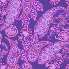 Paisley Seamless Vector Pattern. Indian floral motifs for fabric designs