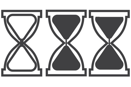 hourglass icon set, sandglass timer on transparent background, vector illustration