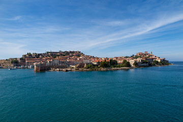 Landscape of Portoferraio town in a cloudy day