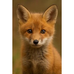 Fototapeta premium Realistic baby fox portrait – AI generated animal artwork
