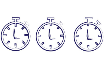 Set of timer, clock flat icon, and time management. Vector. Isolated on white background