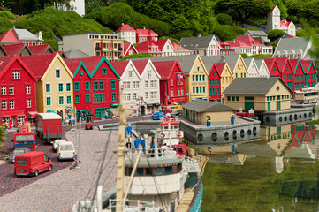 Naklejka premium Billund, Denmark - June 25 2011: Lego model of Bergen town.