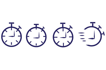Set of timer, clock flat icon, and time management. Vector. Isolated on white background