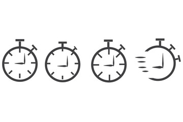 Set of timer, clock flat icon, and time management. Vector. Isolated on white background