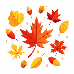 Naklejka premium Minimalist Autumn Foliage Vector on White Background