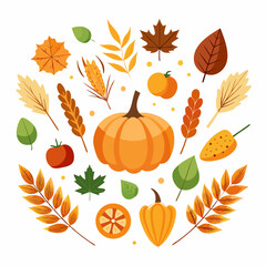 Minimalist Autumn Foliage Vector on White Background