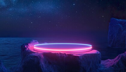 Water circle podium deep ocean glow ambient light aquatic ocean marine adventure seaside vibes