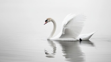 Fototapeta premium A swan captured mid-glide