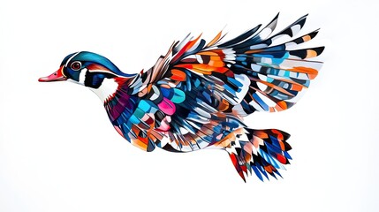 A wood duck mid-dive