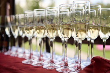 ​Elegant Wine Glasses with Wine on a Table