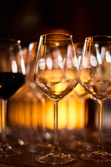 Elegant Wine Glasses with Red Wine