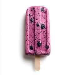 Blueberry ice cream popsicle on a white background