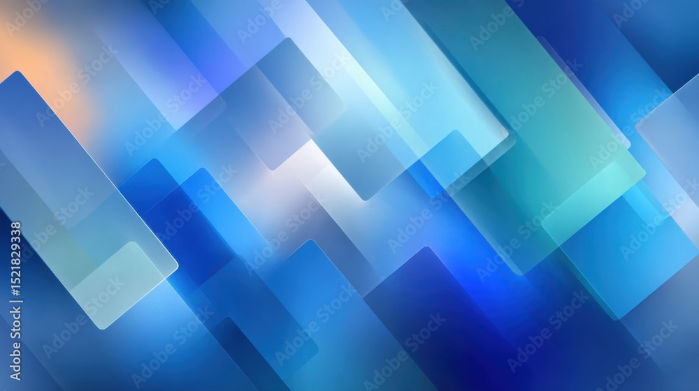 Poster Abstract Blue Geometric Shapes Overlapping in Modern Design, Representing Innovation and Digital Transformation for Business Solutions and Technology : Generative AI
