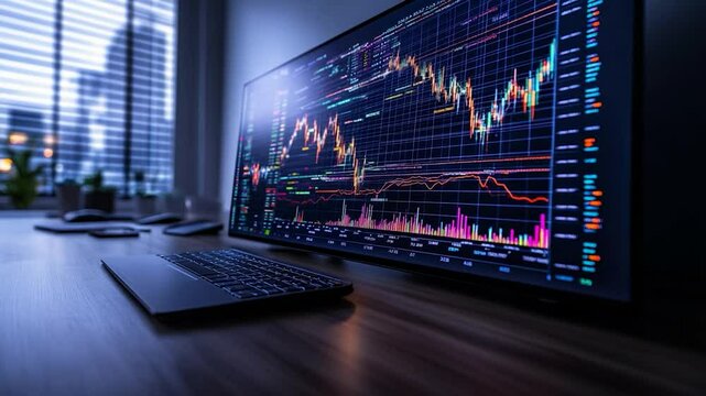 Stock Market Data Analysis on a Wide Screen Monitor
