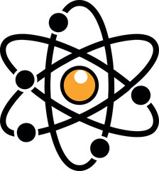 Atom structure silhouette icon isolated on white background.